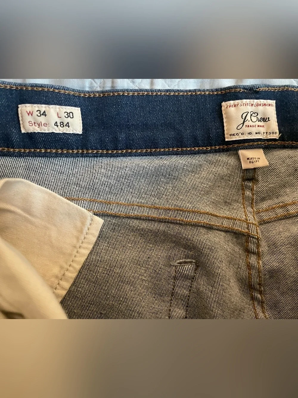 J CREW 484 Slim-fit stretch jean in aged indigo wash Size 34 $148 CF173